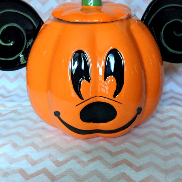 Kitchen New Disney Mickey Mouse Halloween Pumpkin Cookie Jar Canister